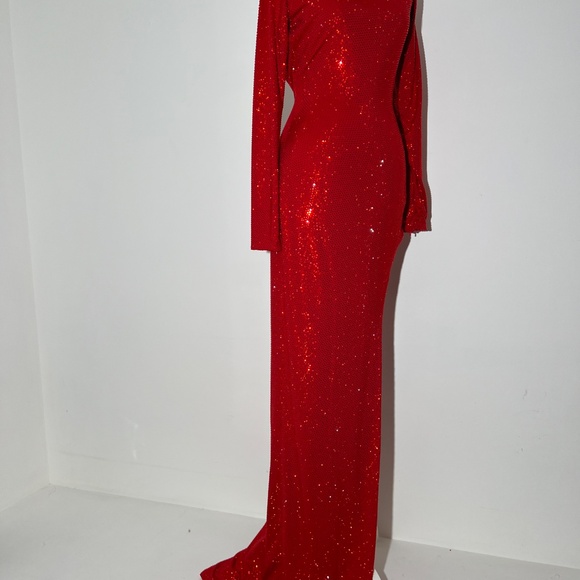 Sergio Hudson Women's Red Crystal-Embellished Open-Back Gown Dress - Picture 3 of 9